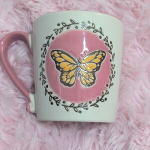 Butterfly Mug with Pink Handle Spectrum Designs
